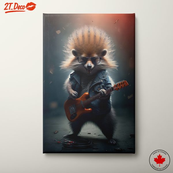 Raccoon Playing Guitar in a Whimsical Style