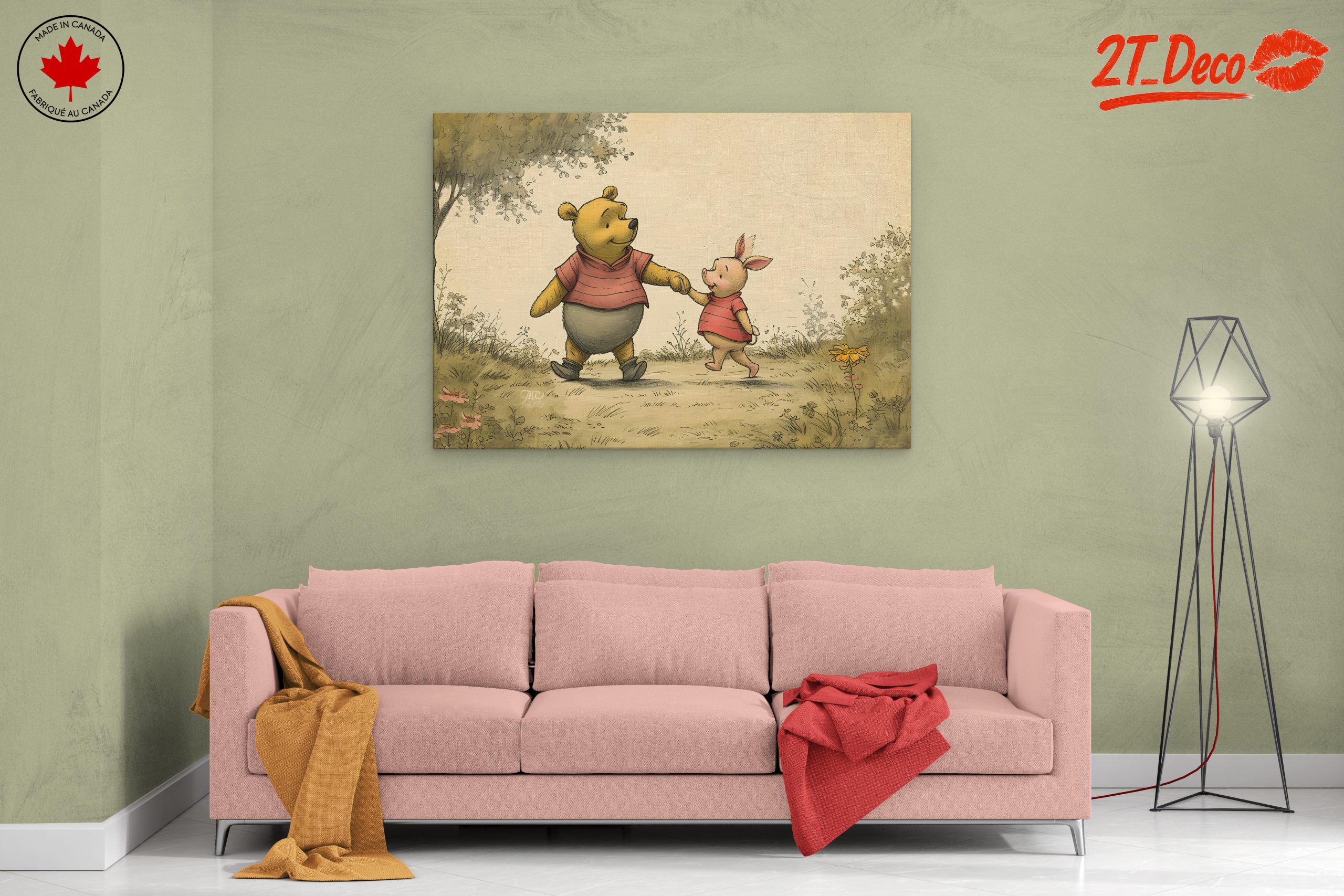 Whimsical Bear and Piglet Characters Walking Together - Image 2