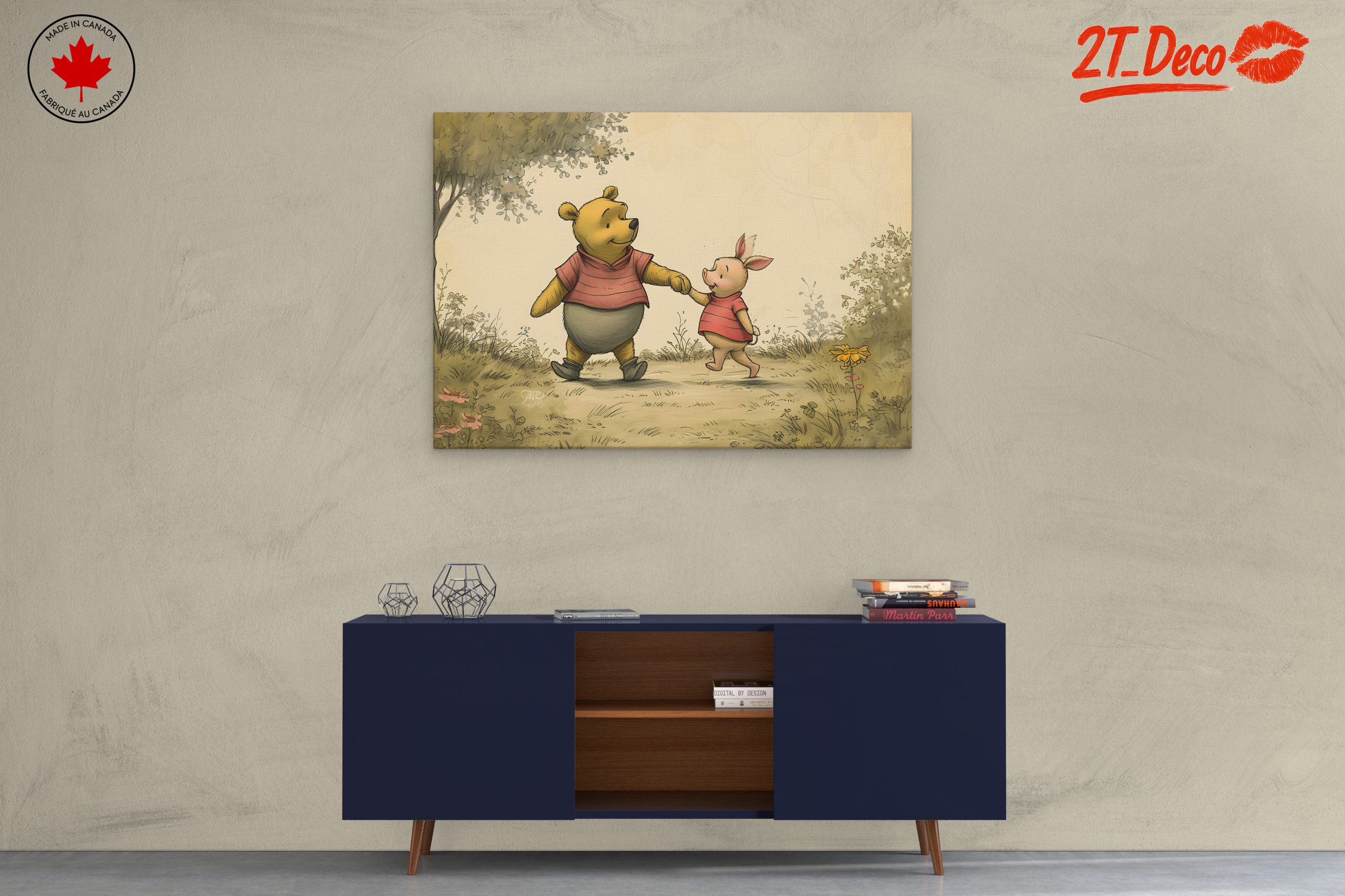 Whimsical Bear and Piglet Characters Walking Together - Image 3