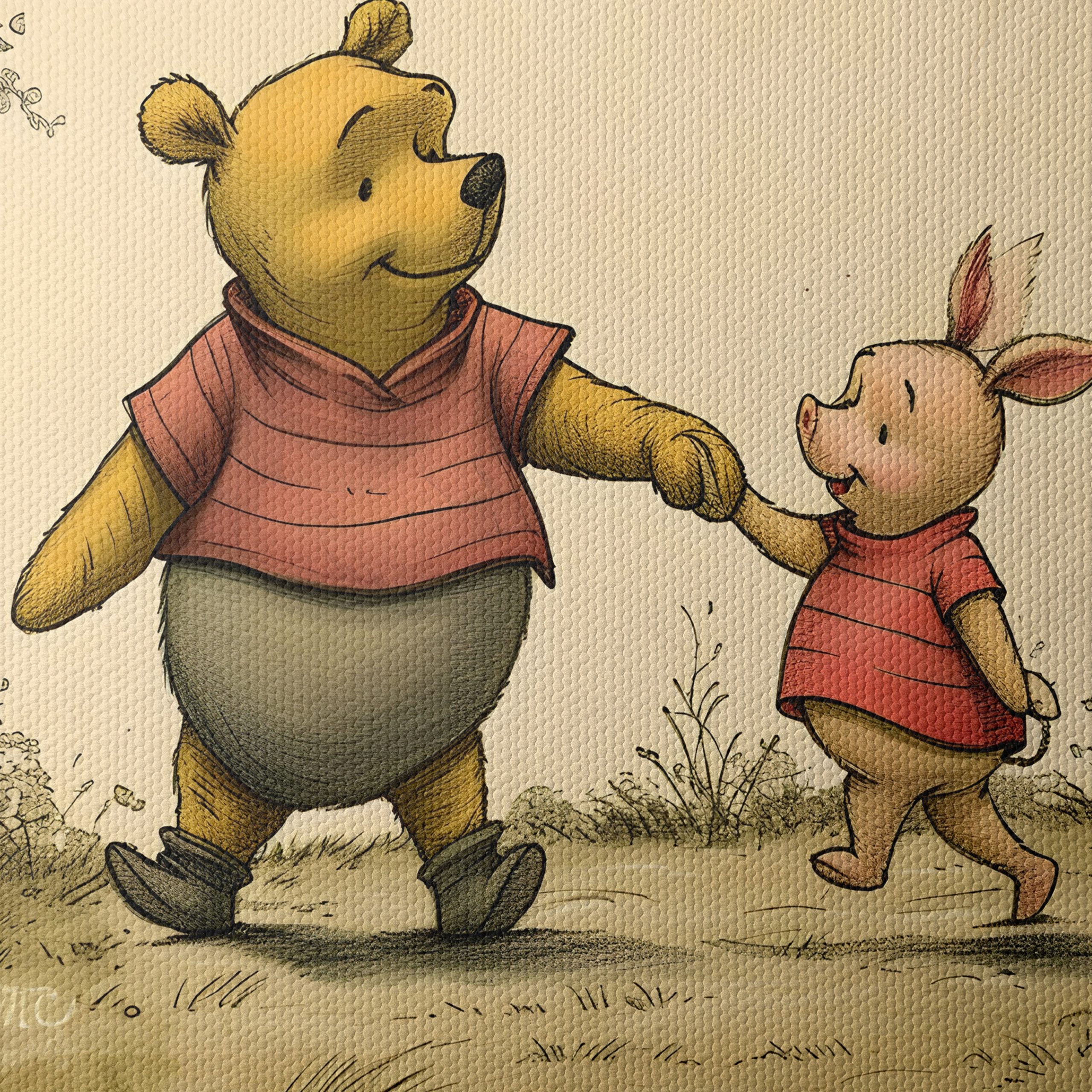 Whimsical Bear and Piglet Characters Walking Together - Image 4