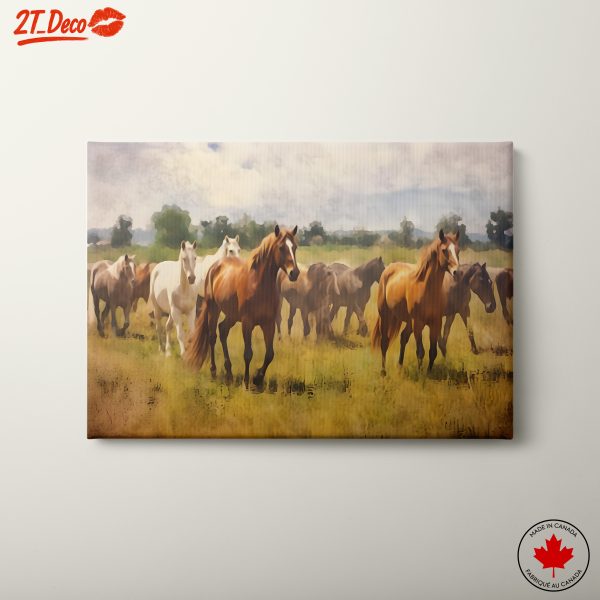Running Horses in a Scenic Landscape Art