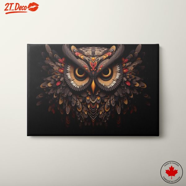 Stylized Owl Artwork with Intricate Details