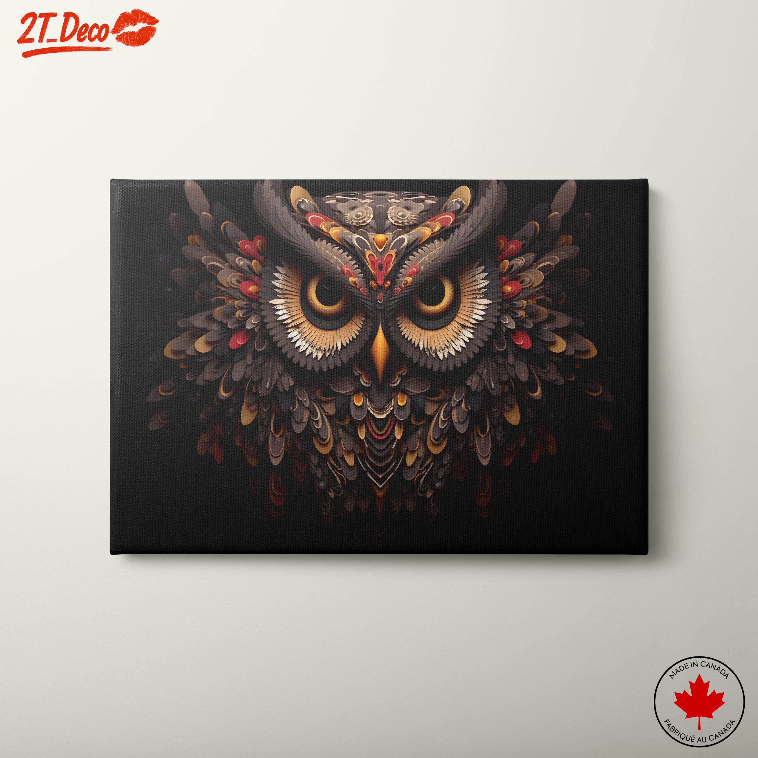 Stylized Owl Artwork with Intricate Details