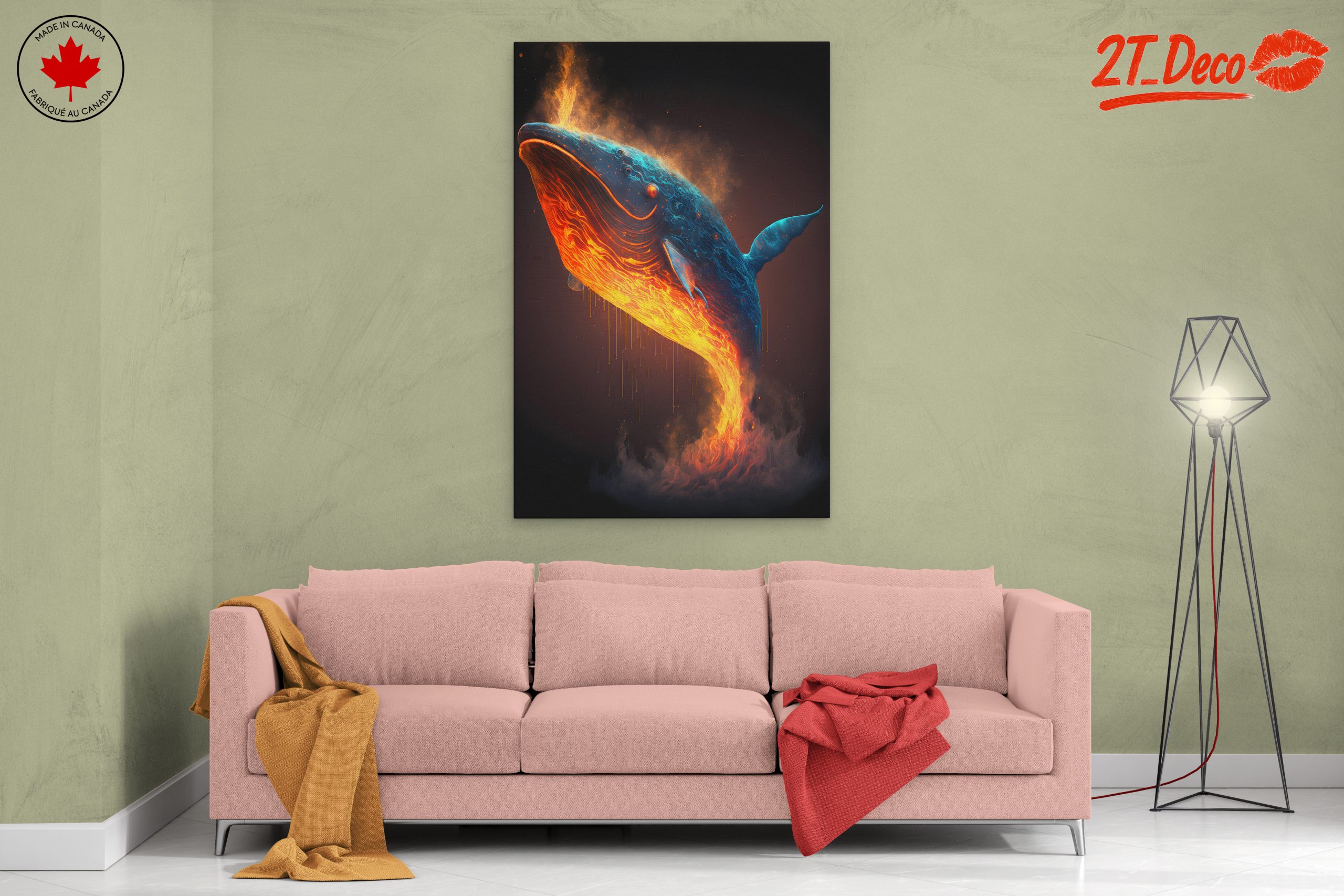 Vibrant Dynamic Aquatic Whale Art - Image 2