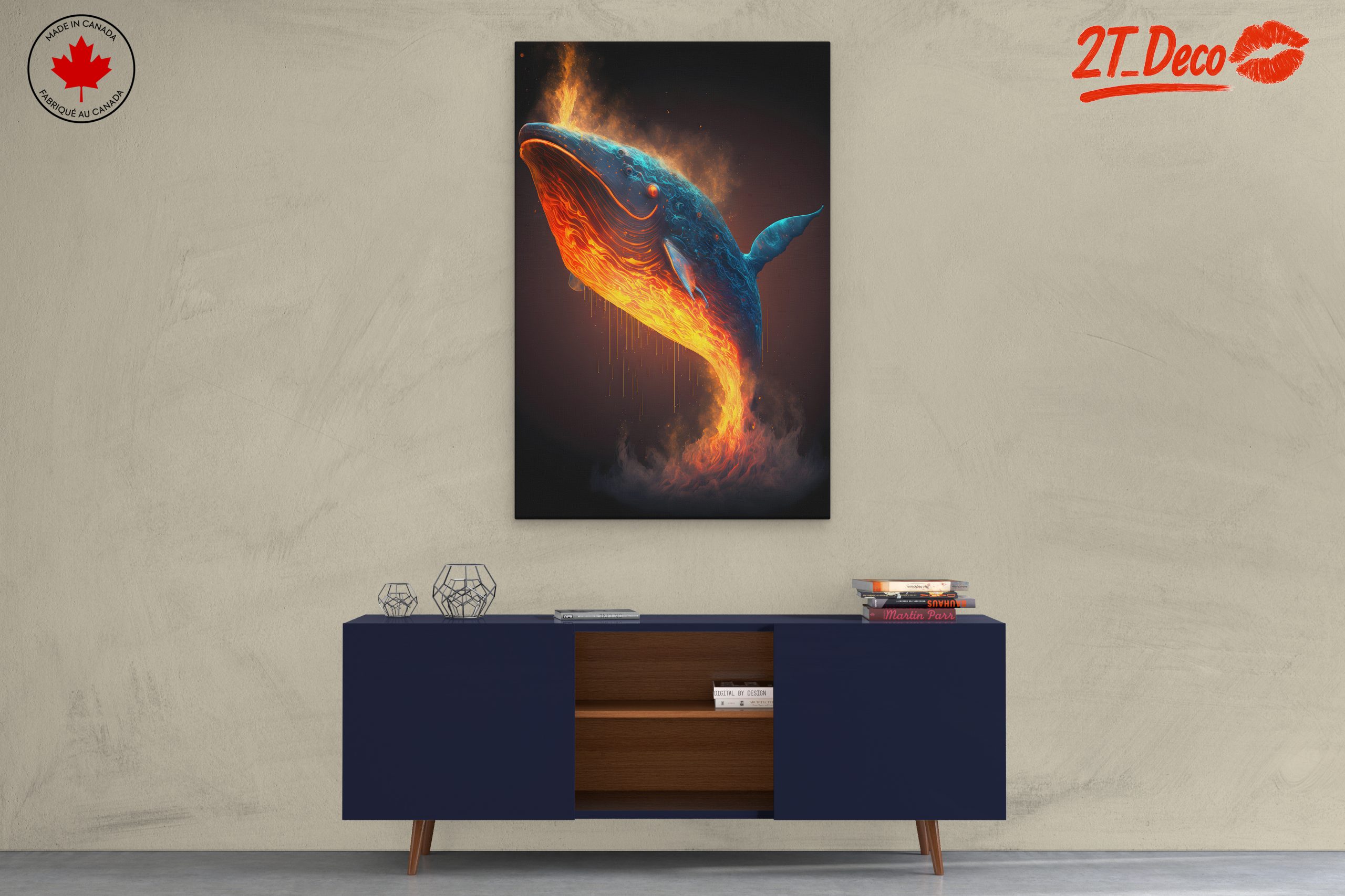 Vibrant Dynamic Aquatic Whale Art - Image 3