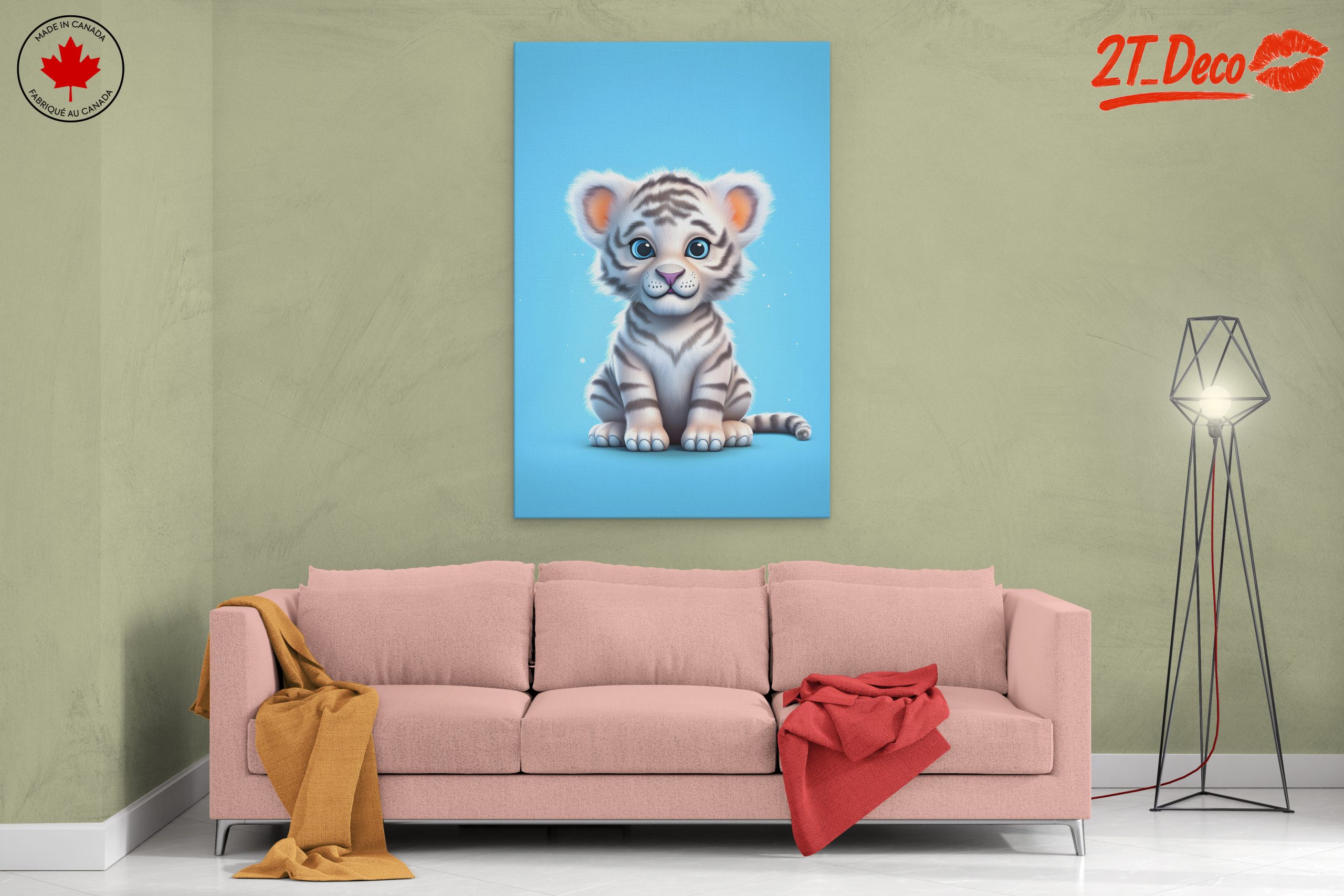 Playful White Tiger Illustration Art - Image 2