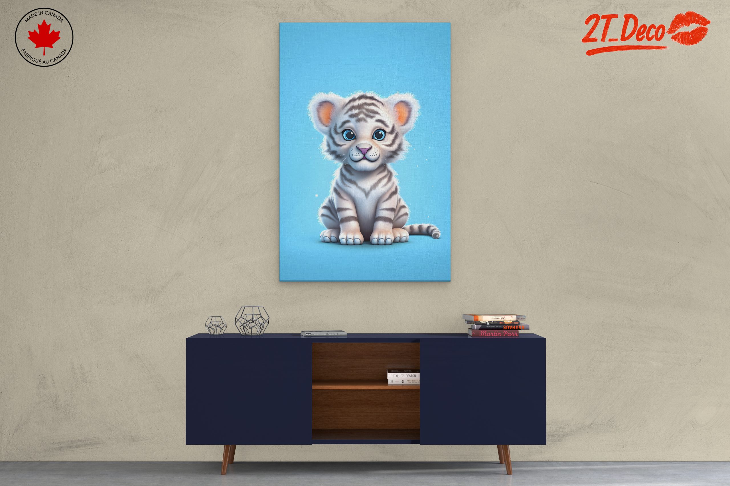 Playful White Tiger Illustration Art - Image 3