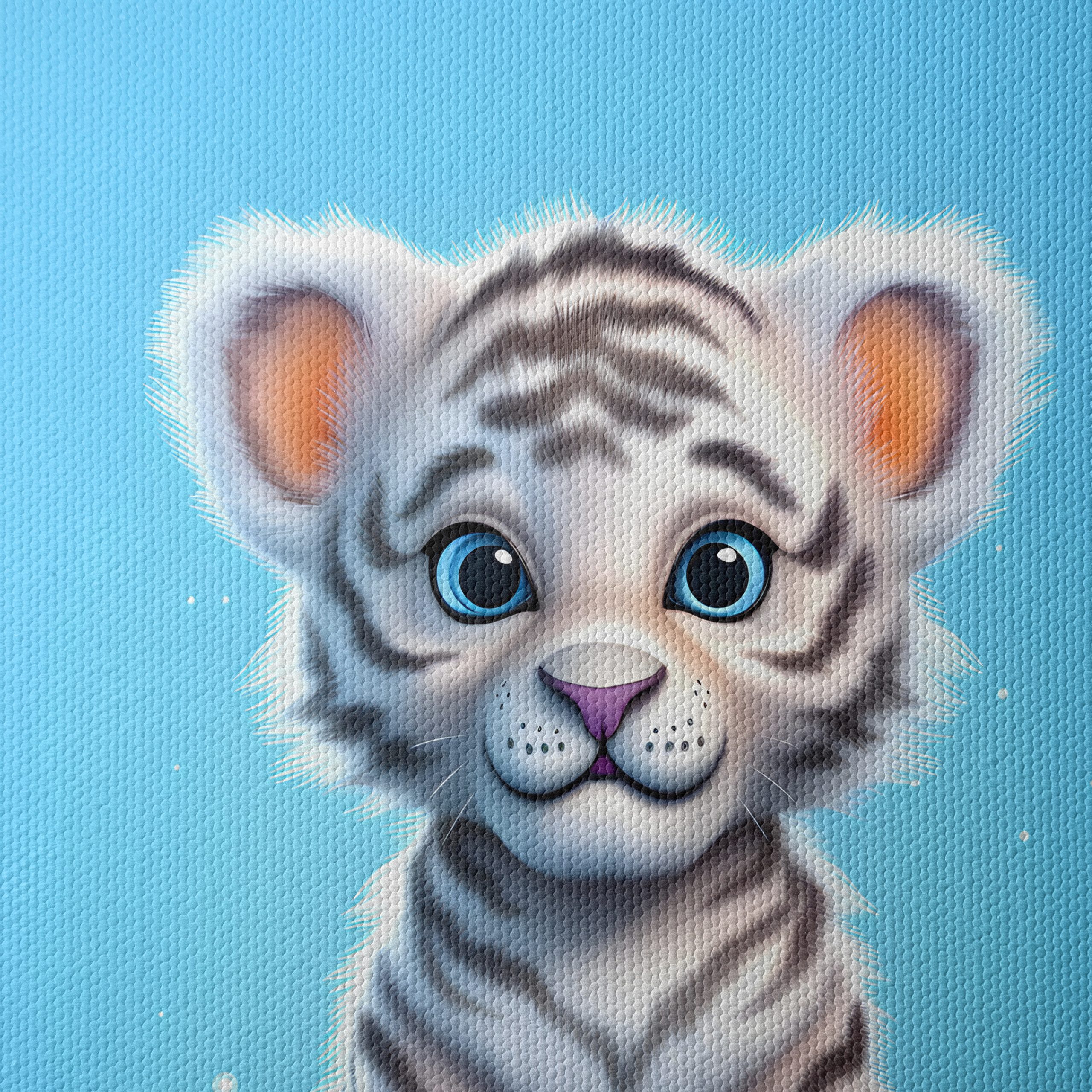 Playful White Tiger Illustration Art - Image 4