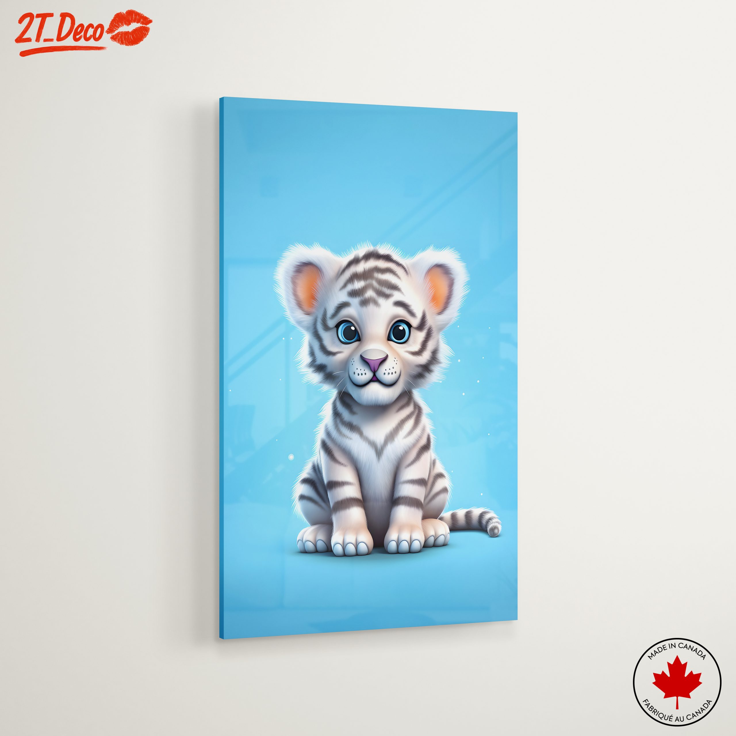 Playful White Tiger Illustration Art - Image 6
