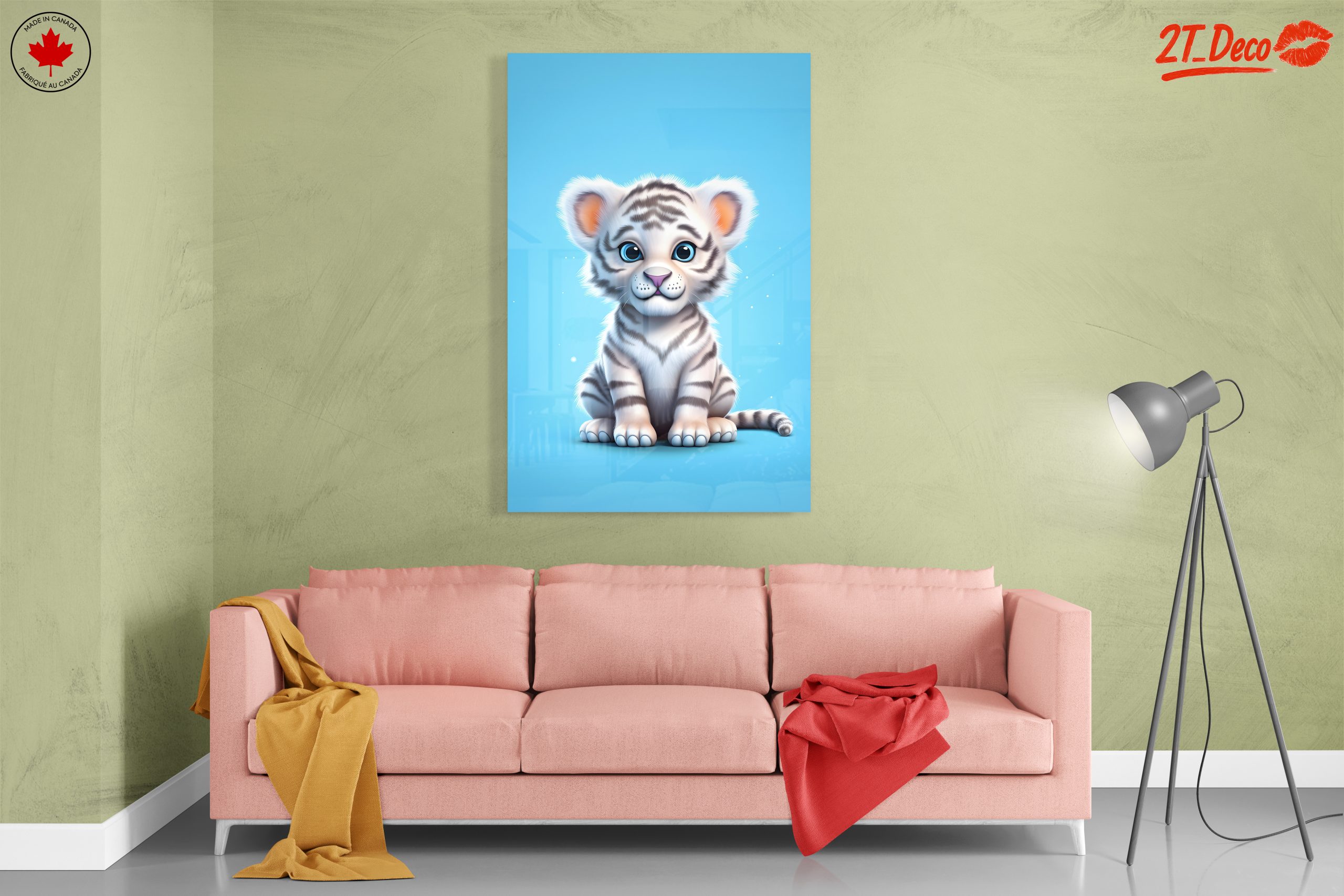 Playful White Tiger Illustration Art - Image 7