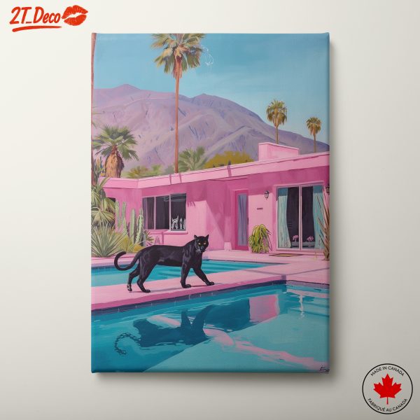 Vibrant Urban Poolside with Black Panther