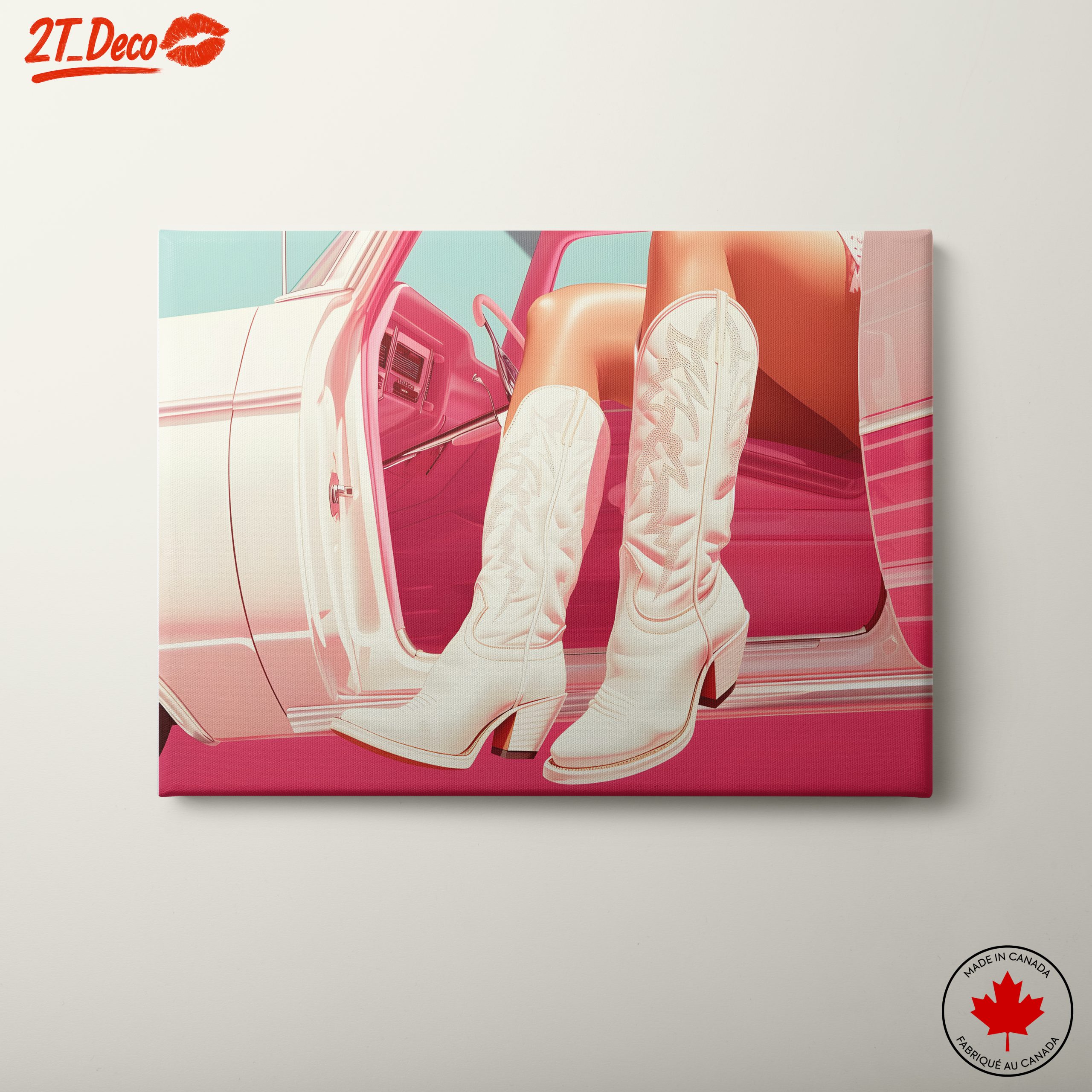 Stylish White Cowboy Boots by Car