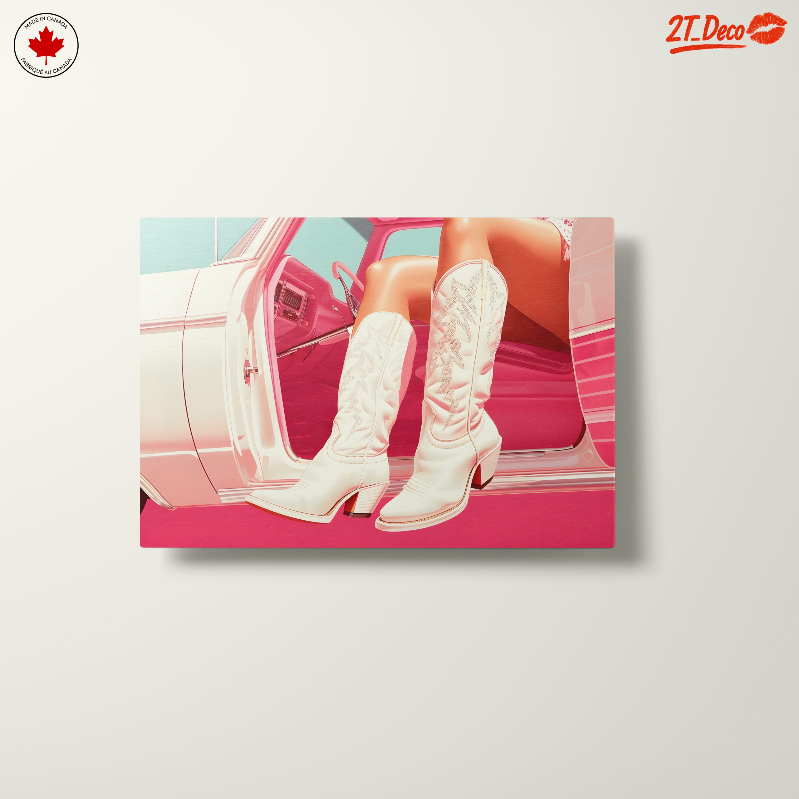 Stylish White Cowboy Boots by Car - Image 10