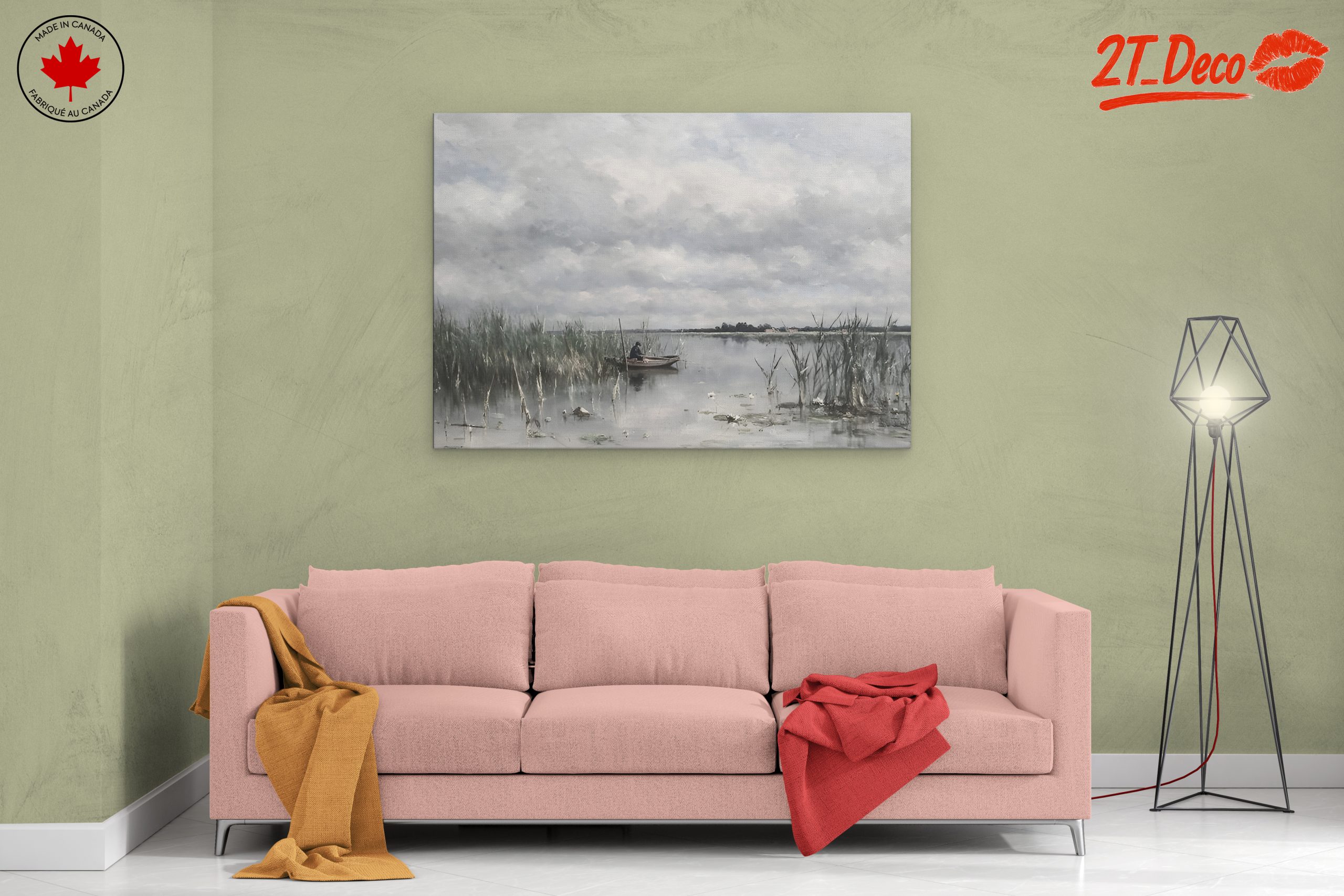 Serene Nature Landscape with Fisherman - Image 2