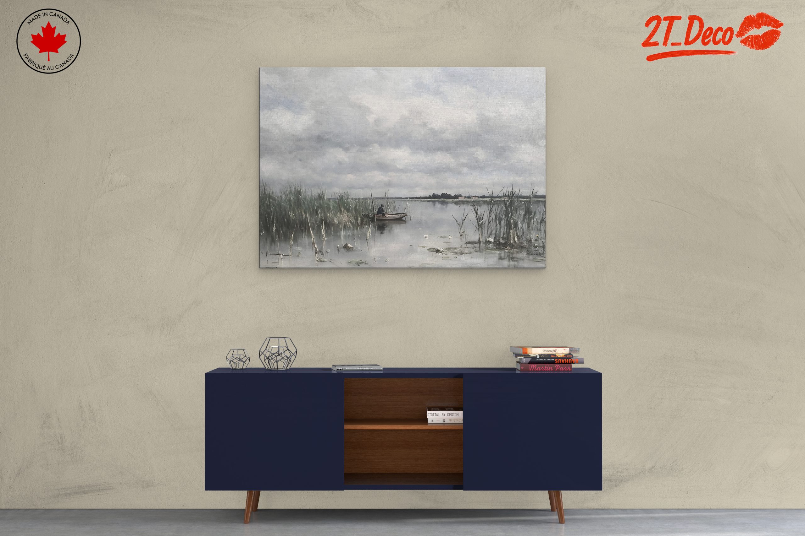 Serene Nature Landscape with Fisherman - Image 3