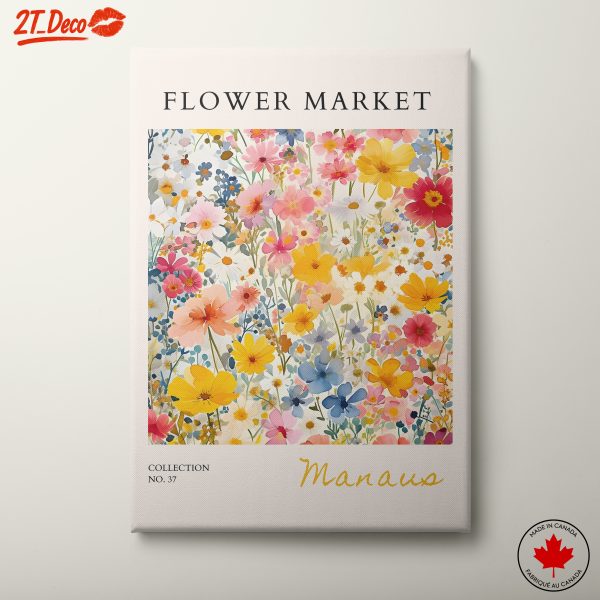 Vibrant Botanical Flower Market Artwork