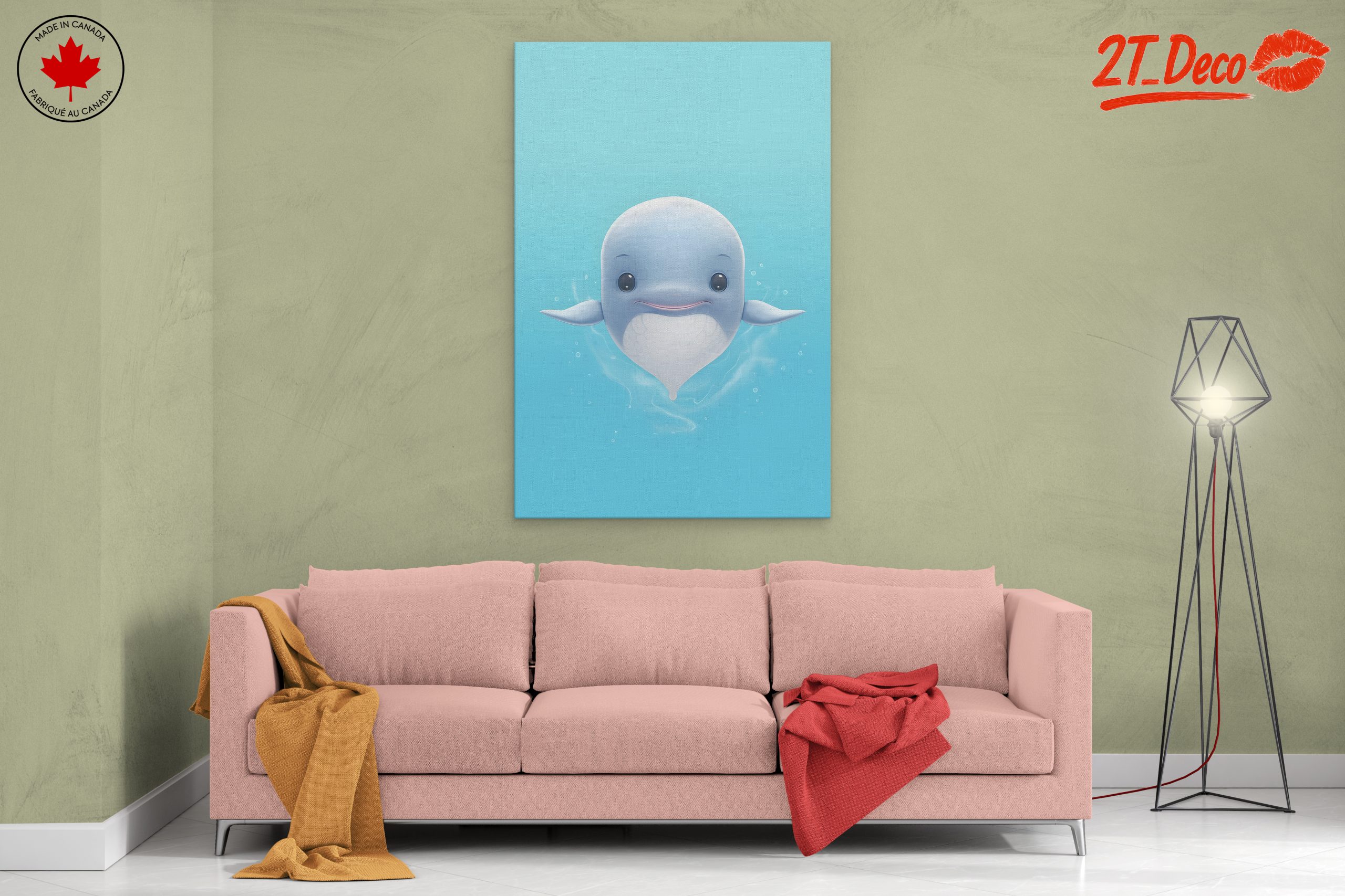 Adorable Whale Character Swimming in Blue Water - Image 2