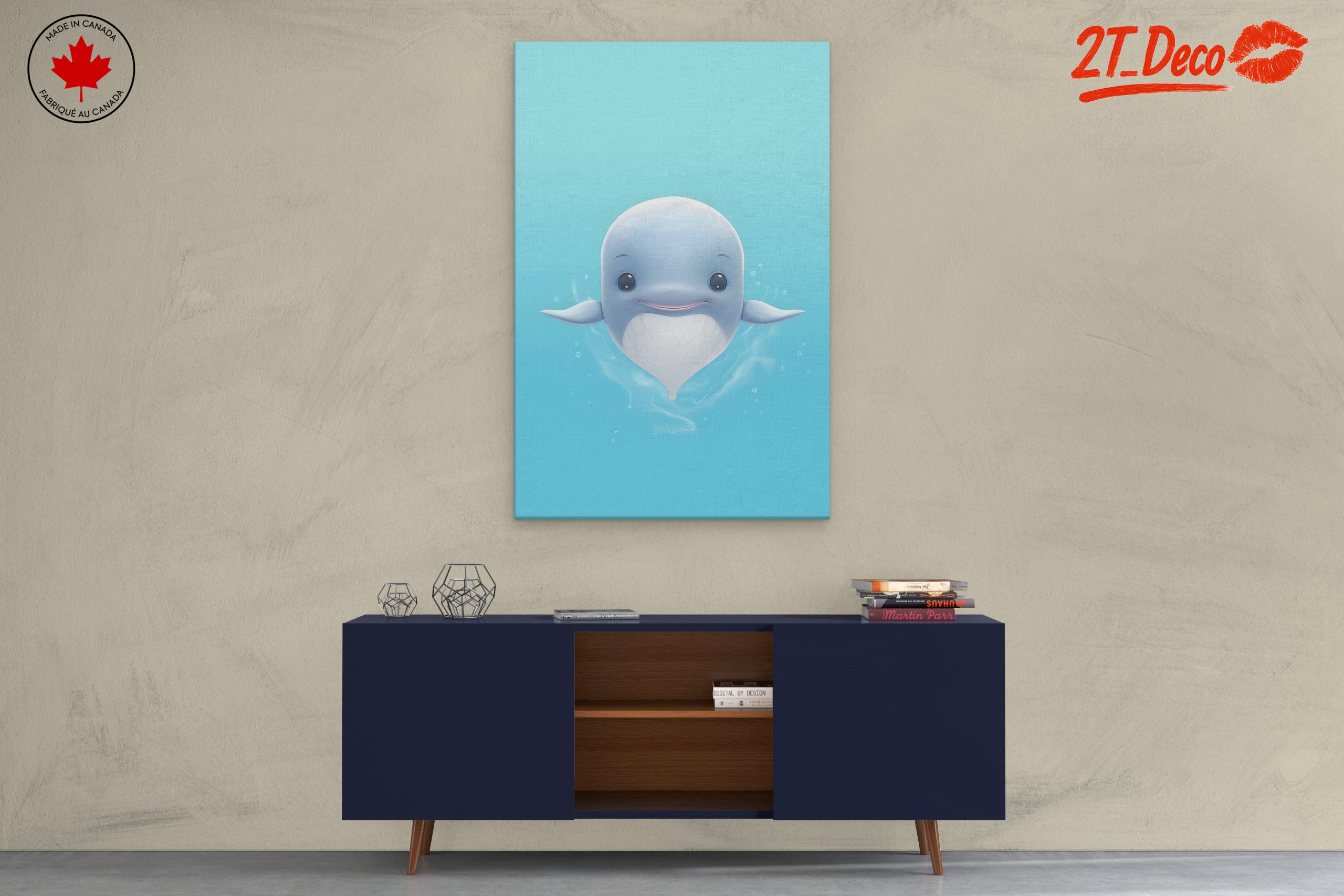 Adorable Whale Character Swimming in Blue Water - Image 3