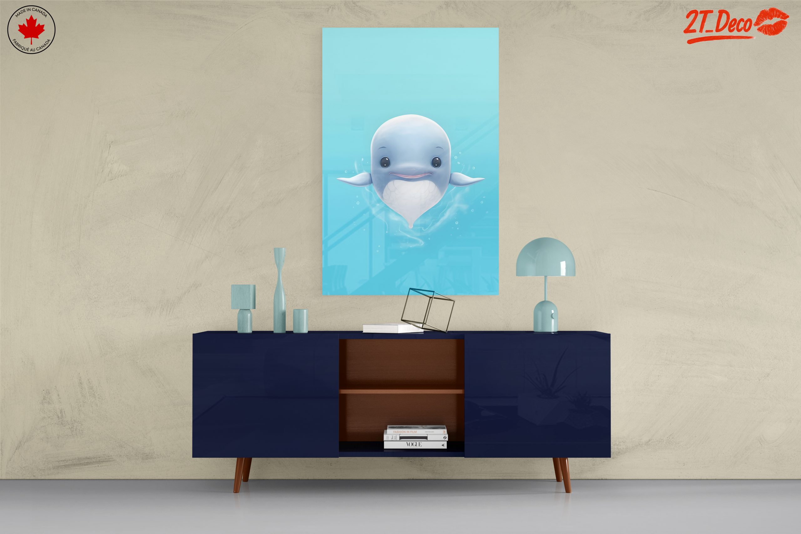 Adorable Whale Character Swimming in Blue Water - Image 8