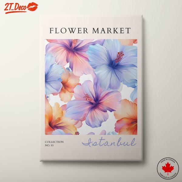 Vibrant Flower Market Artwork from Istanbul