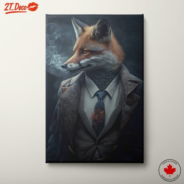 Stylish Fox in a Suit with Smoke