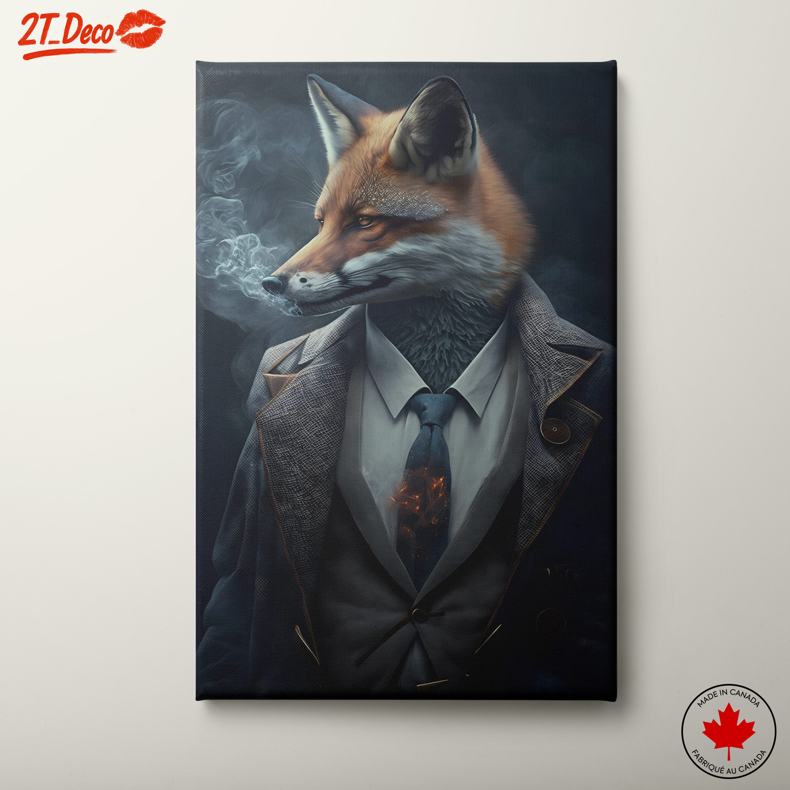 Stylish Fox in a Suit with Smoke