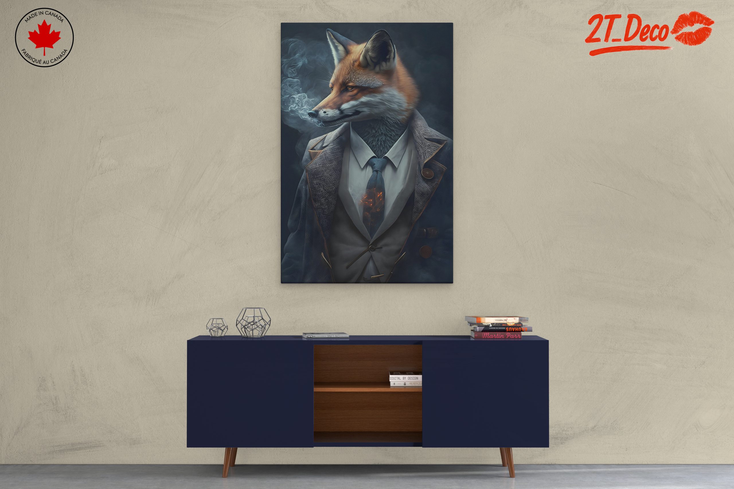 Stylish Fox in a Suit with Smoke - Image 3