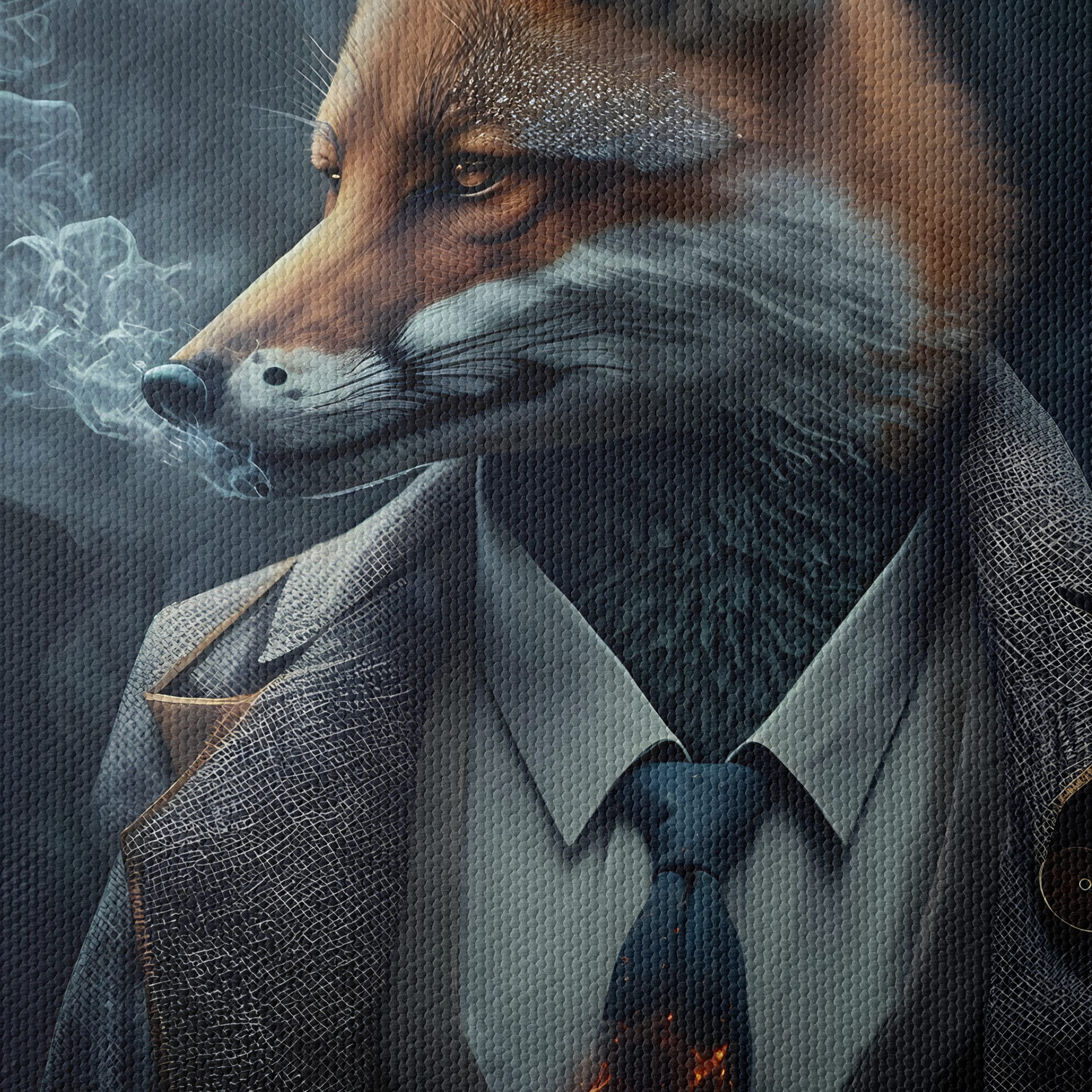 Stylish Fox in a Suit with Smoke - Image 4