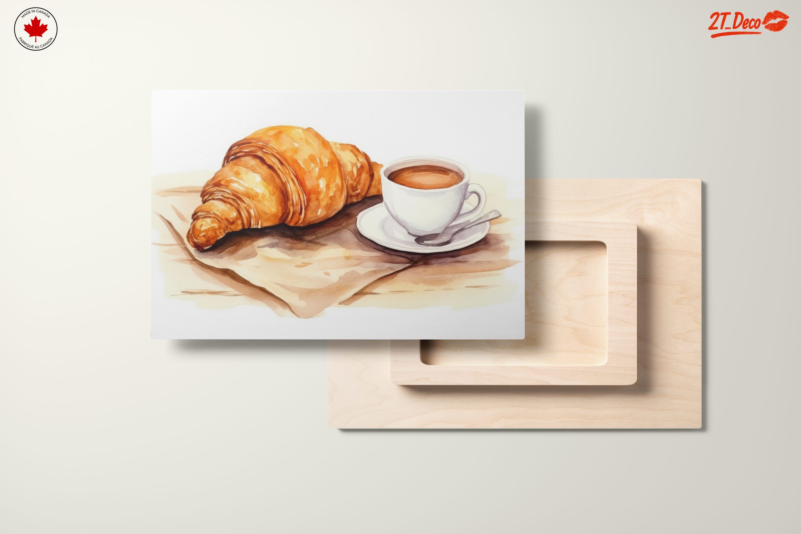 Watercolor Croissant and Coffee Artwork - Image 11