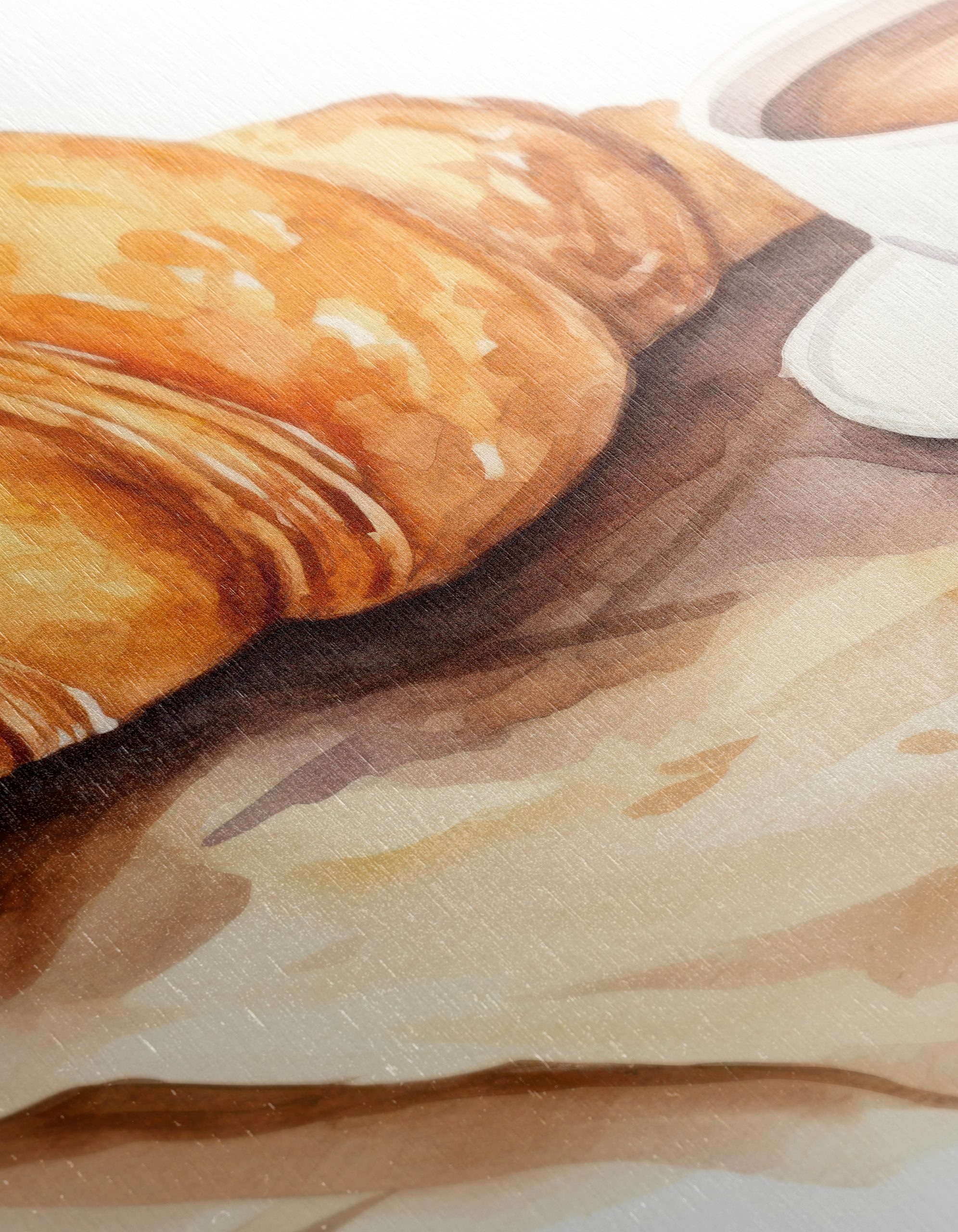 Watercolor Croissant and Coffee Artwork - Image 12
