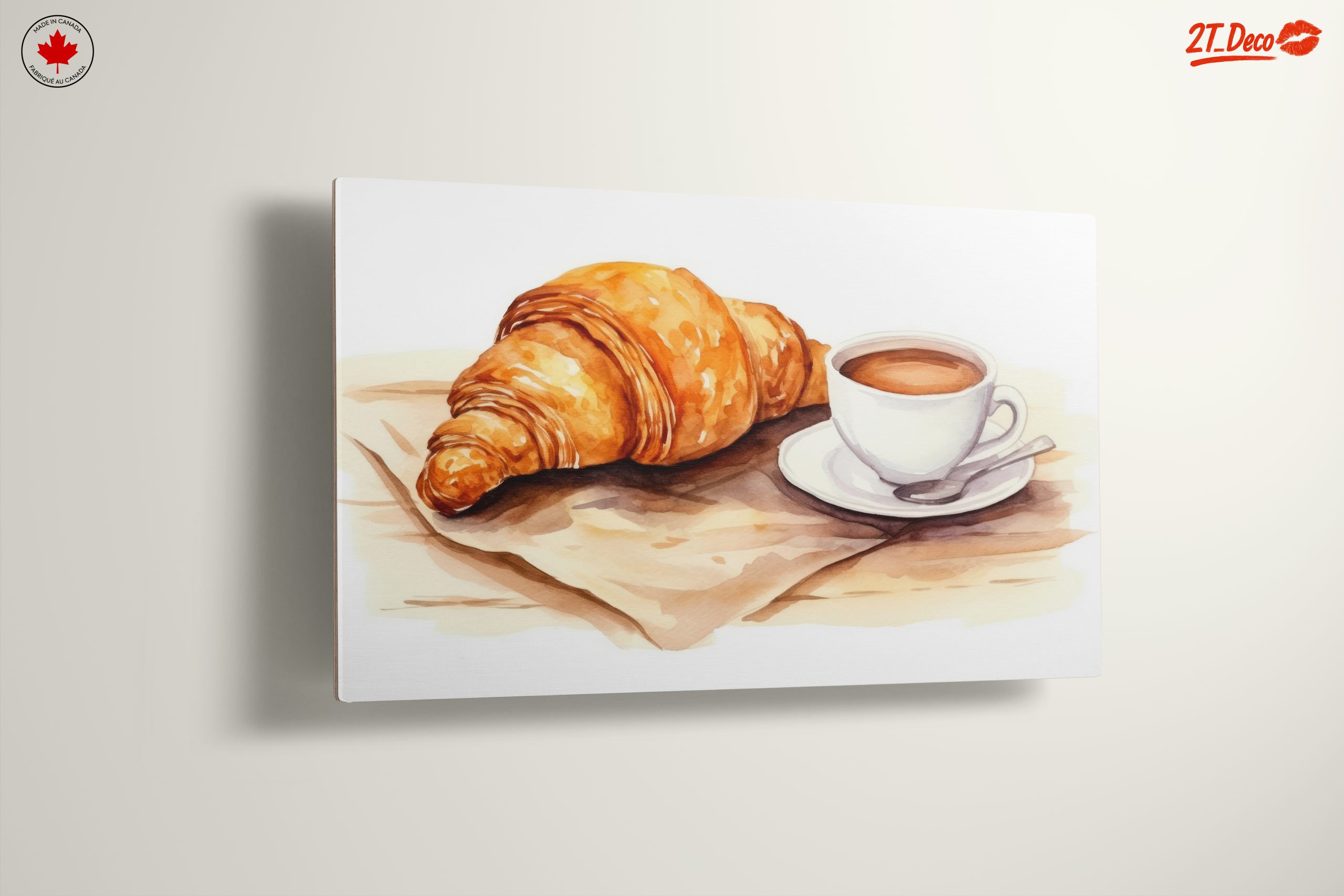 Watercolor Croissant and Coffee Artwork - Image 13