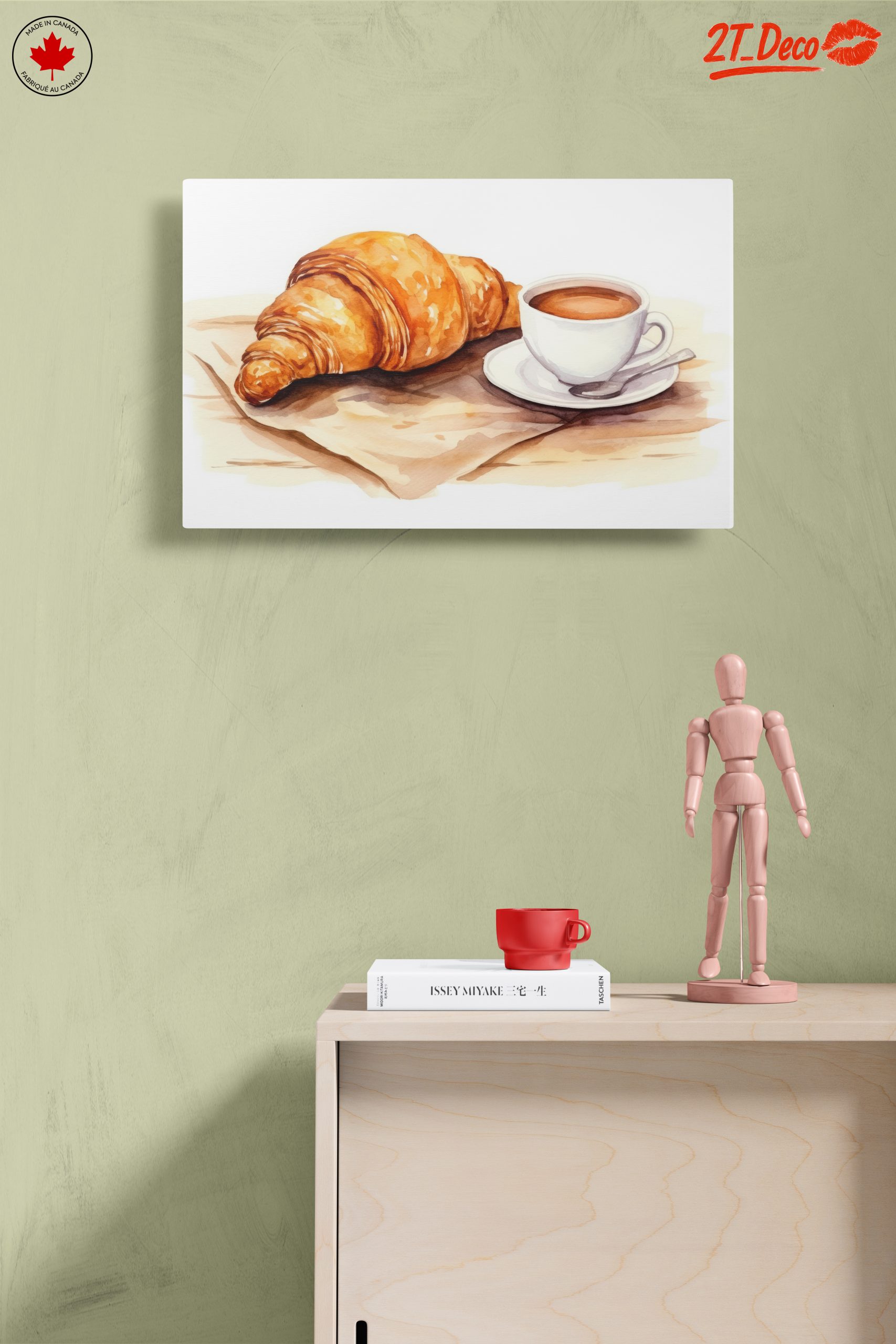 Watercolor Croissant and Coffee Artwork - Image 14
