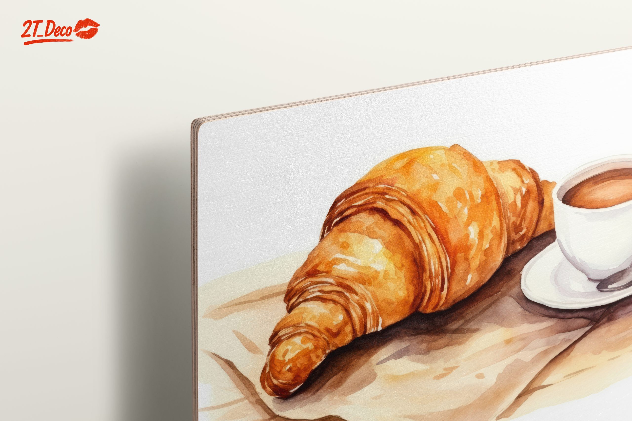 Watercolor Croissant and Coffee Artwork - Image 15