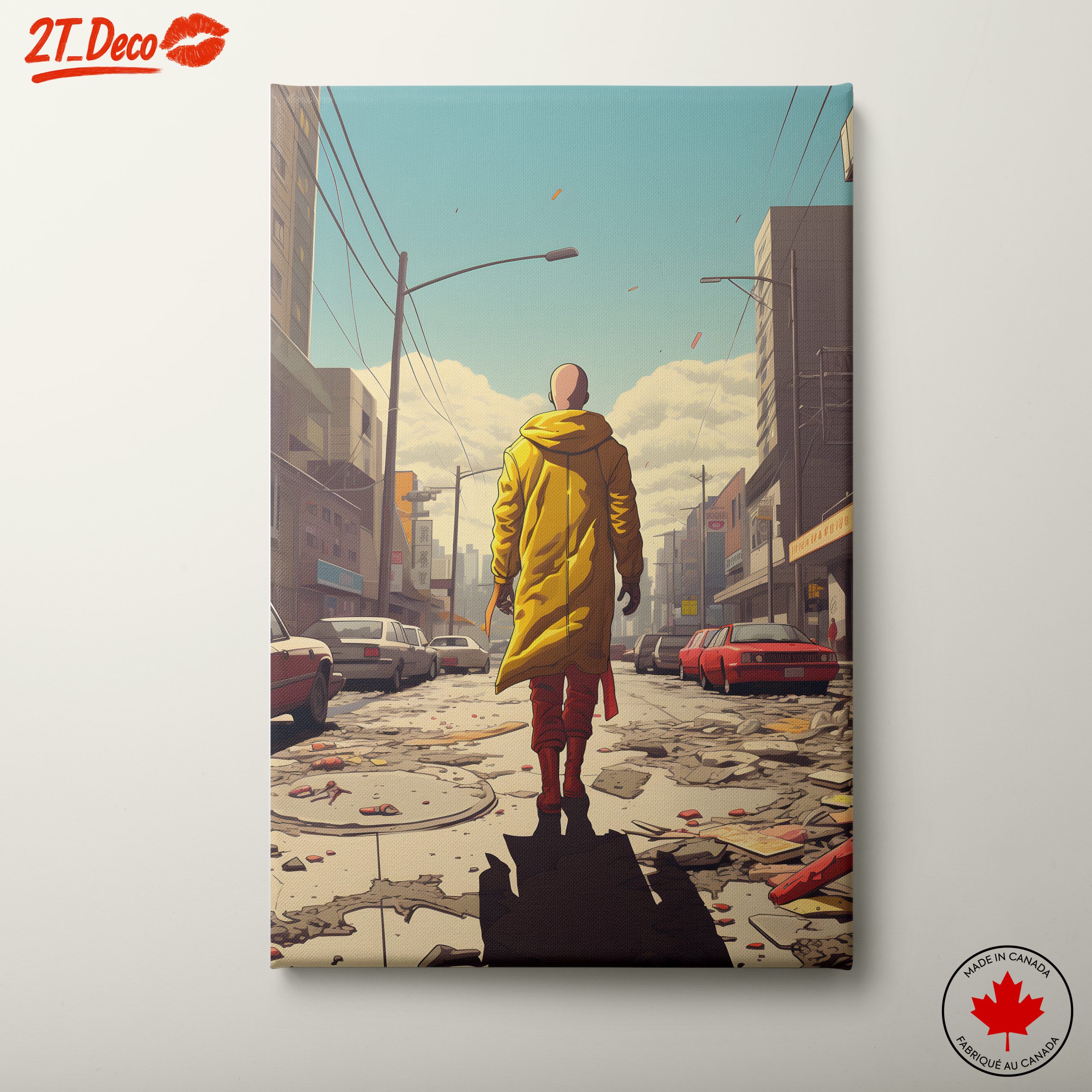 One Punch Man Walking Through Urban Ruins