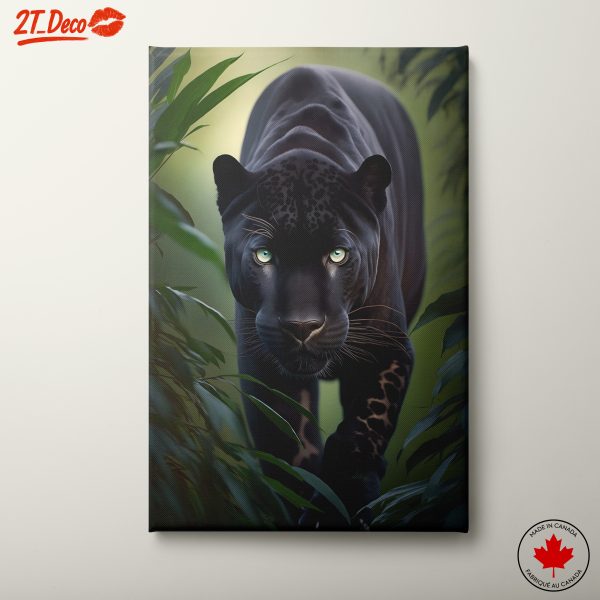 Black Panther Emerging from Lush Jungle