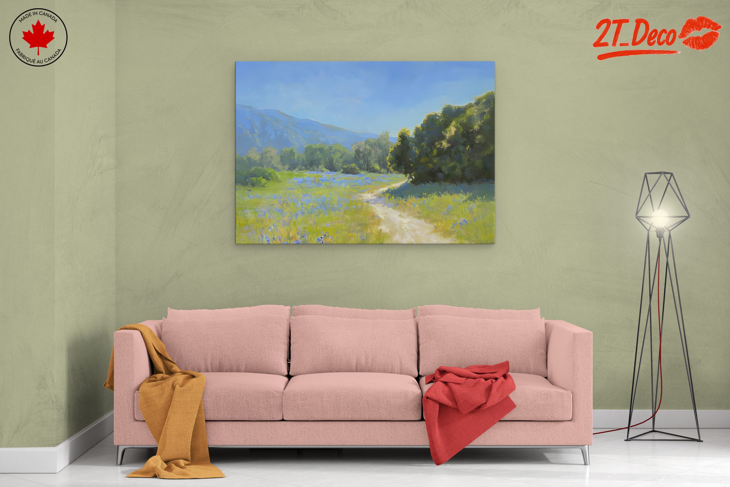 Tranquil Nature Landscape Featuring Mountains and Blue Flowers - Image 2