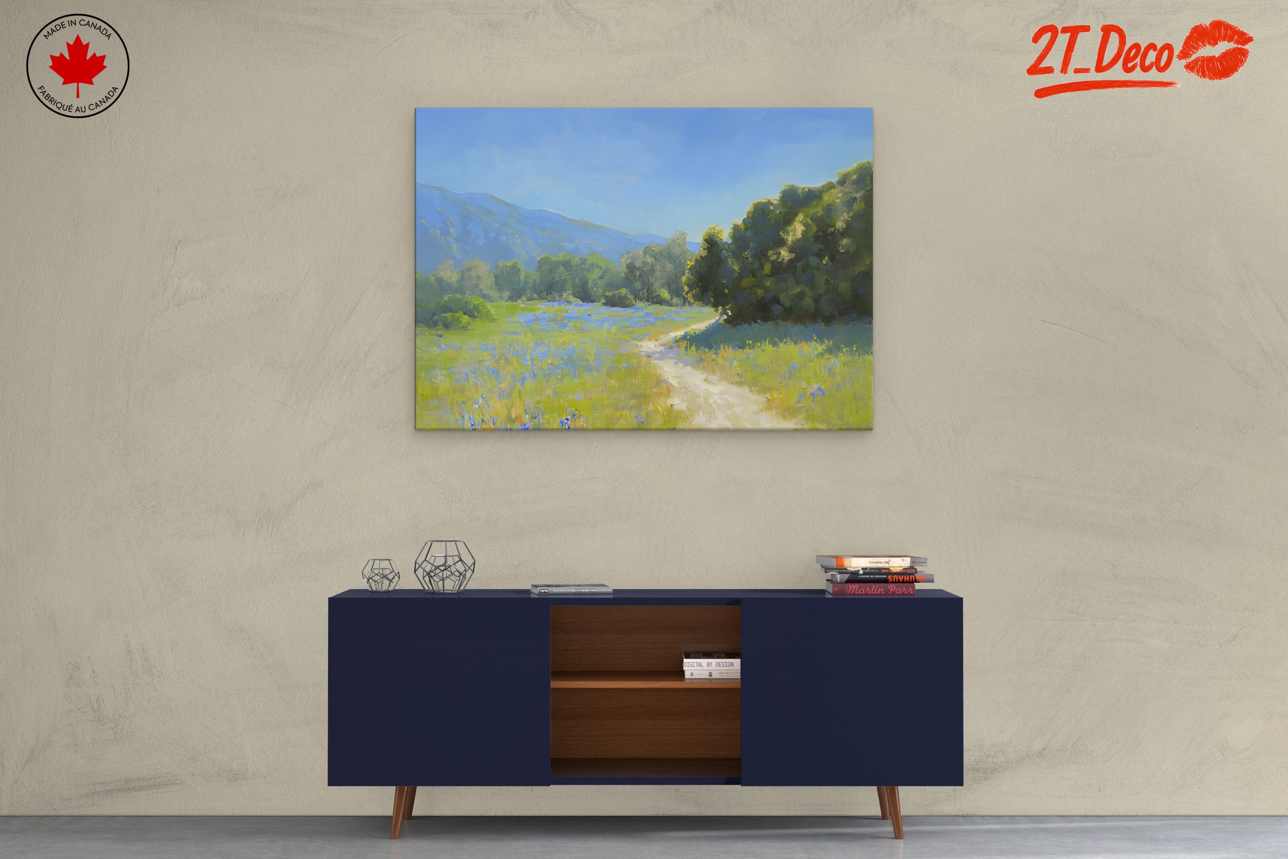 Tranquil Nature Landscape Featuring Mountains and Blue Flowers - Image 3