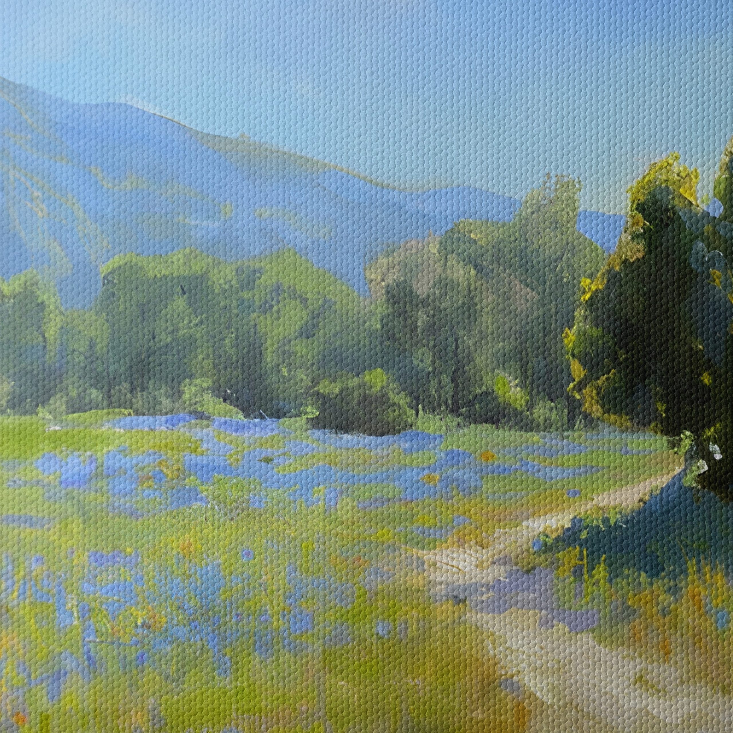 Tranquil Nature Landscape Featuring Mountains and Blue Flowers - Image 4