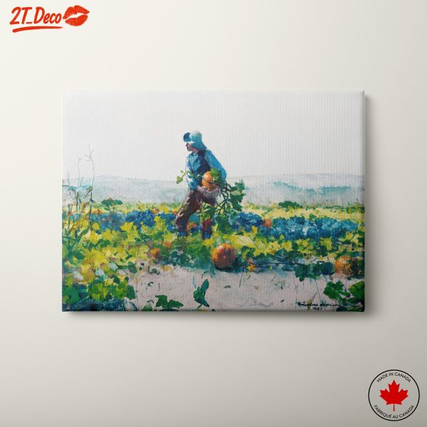 Harvesting Pumpkins in Floral Landscape
