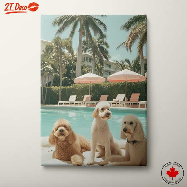 Adorable Dogs Relaxing by the Pool
