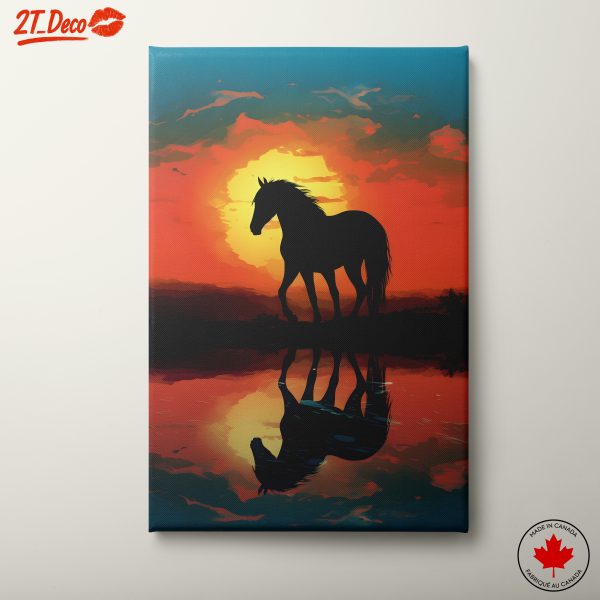 Horse Silhouette at Sunset Reflection