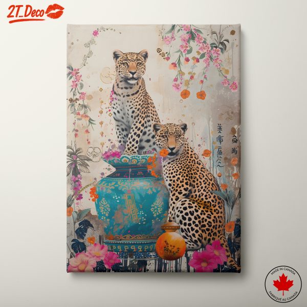 Leopards Among Blossoms and Vases