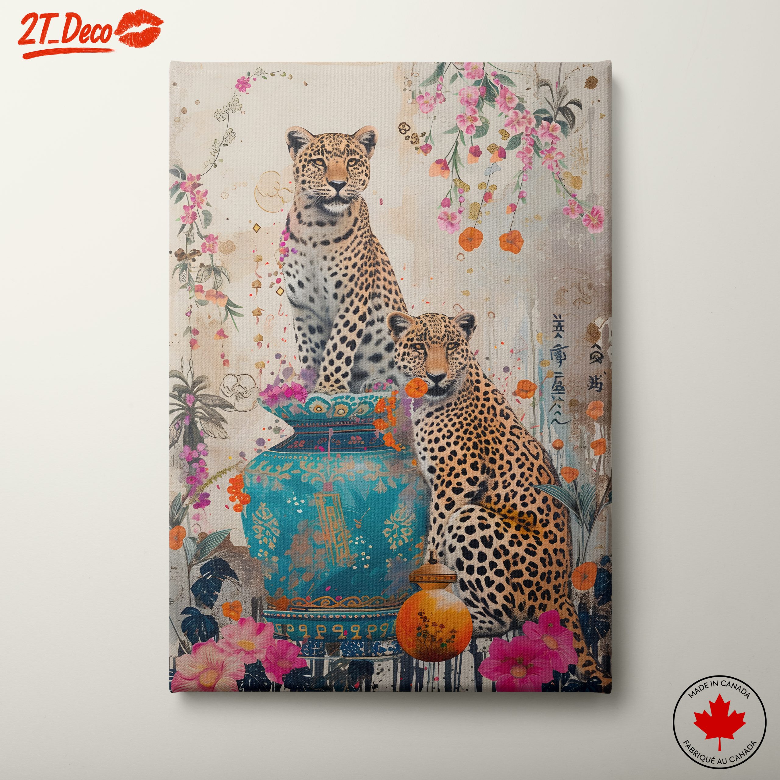 Leopards Among Blossoms and Vases