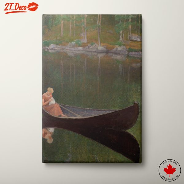 Serene Woman in a Boat Reflection