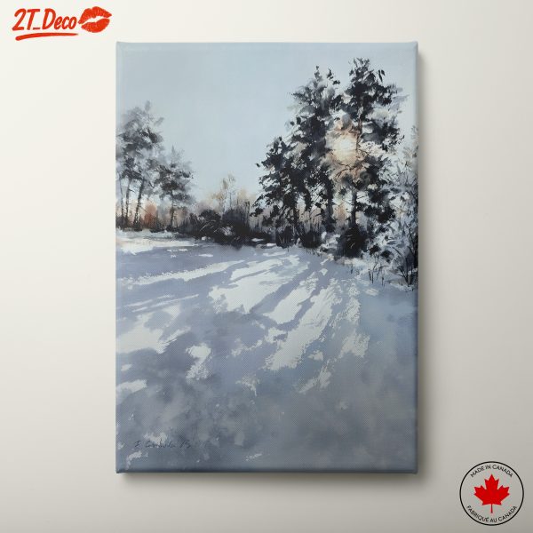 Winter Abstract Landscape with Trees and Shadows
