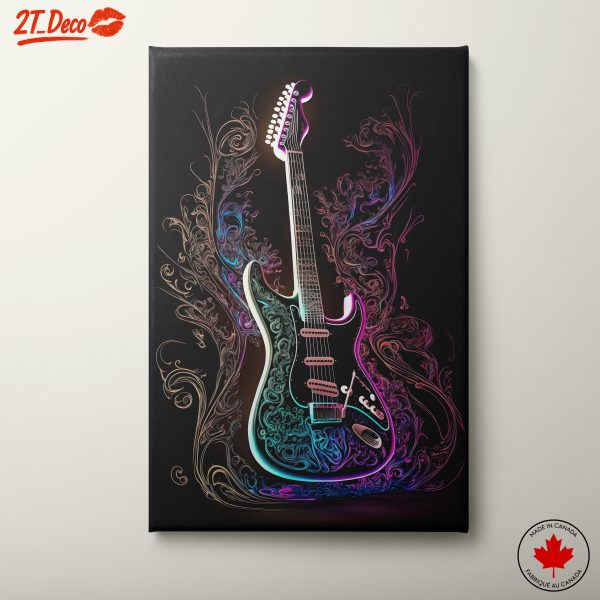 Electric Guitar Art with Vibrant Swirls