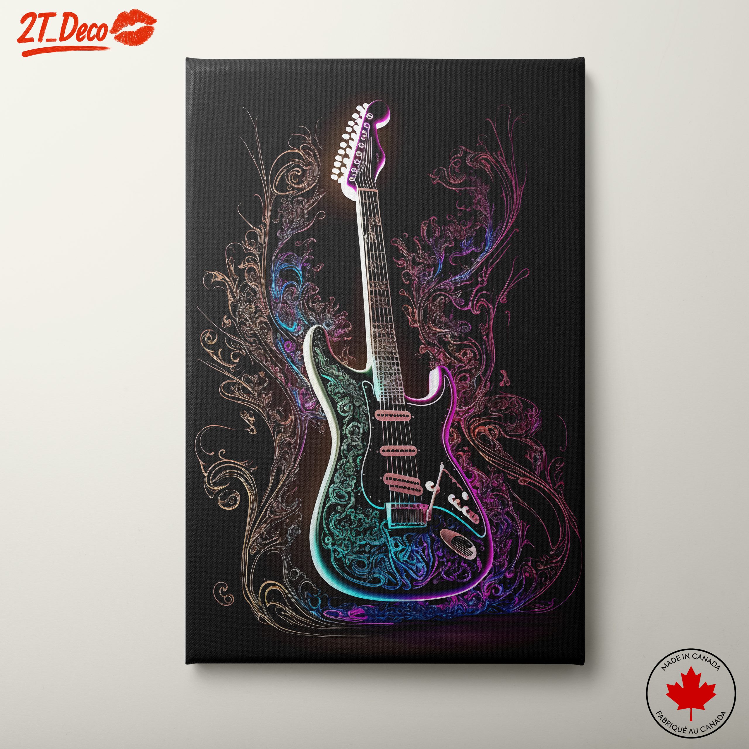 Electric Guitar Art with Vibrant Swirls