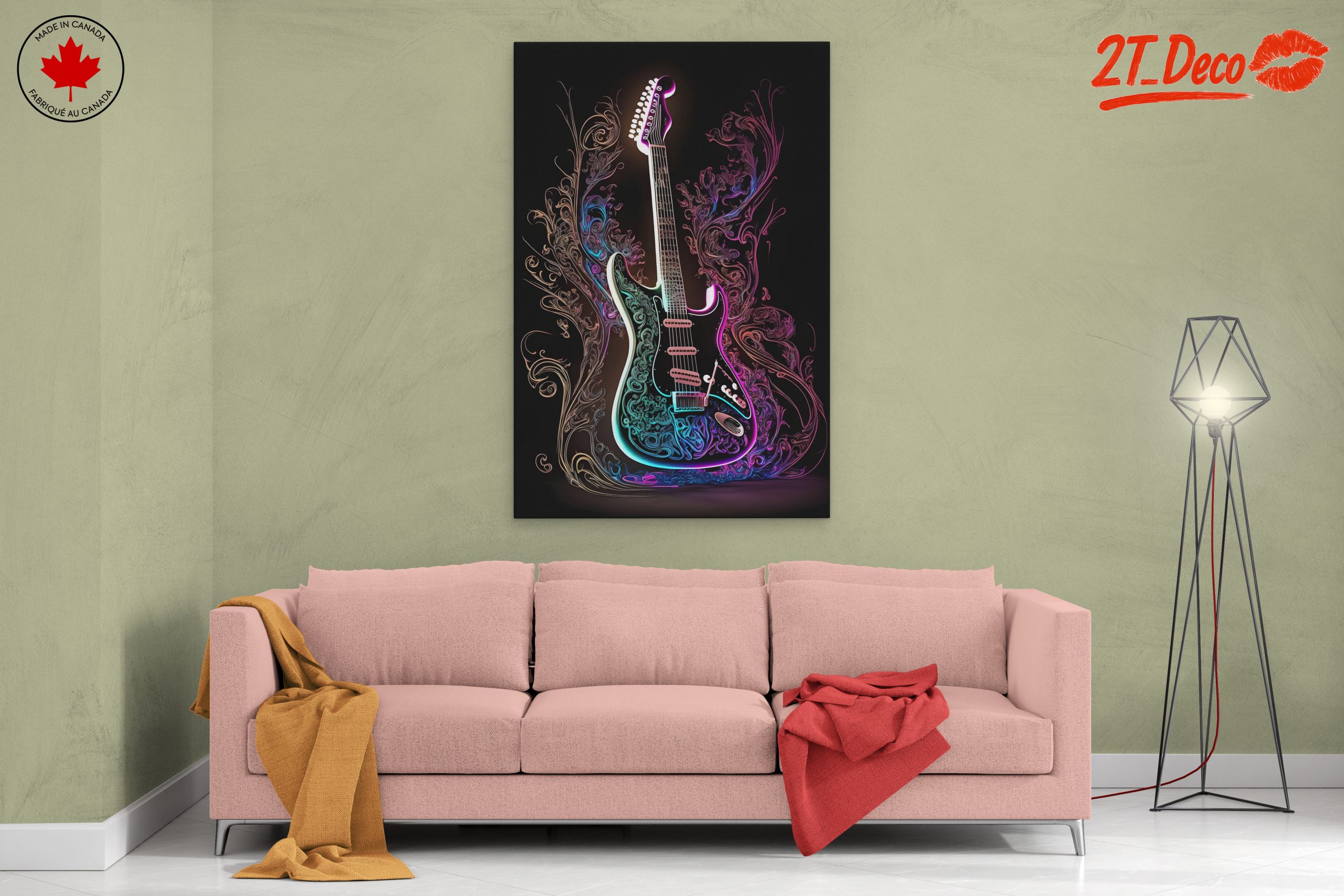 Electric Guitar Art with Vibrant Swirls - Image 2