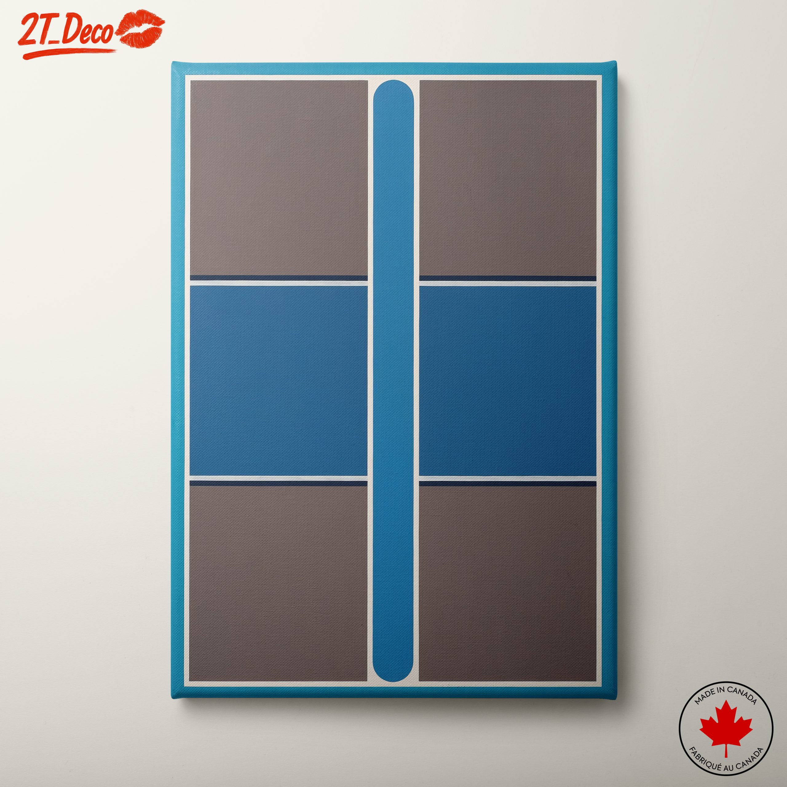 Geometric Abstract Composition in Blue and Gray