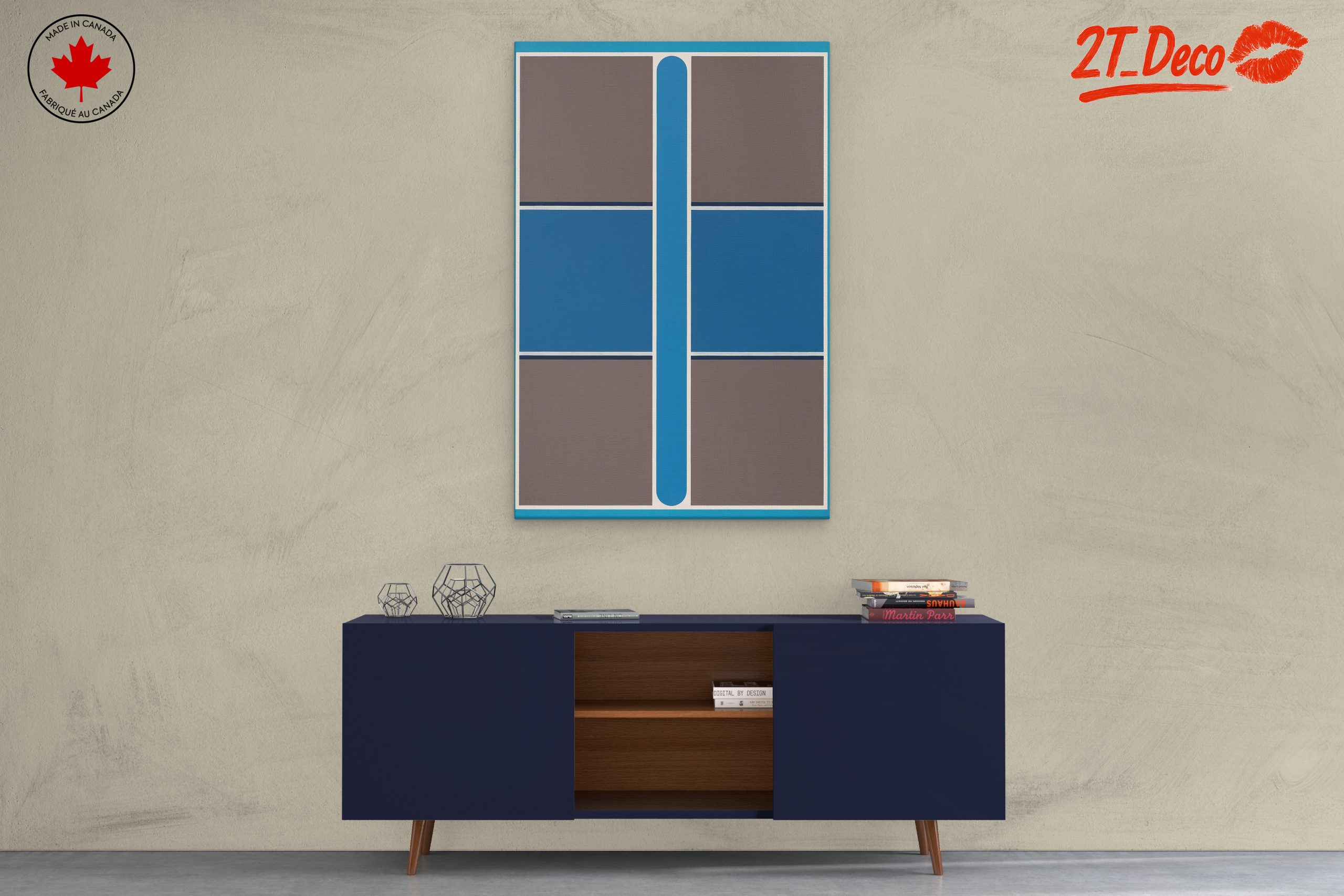 Geometric Abstract Composition in Blue and Gray - Image 3